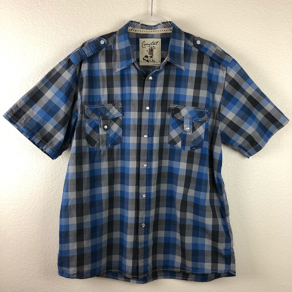 Coastal Checkered Snap Button Down Shirt XL